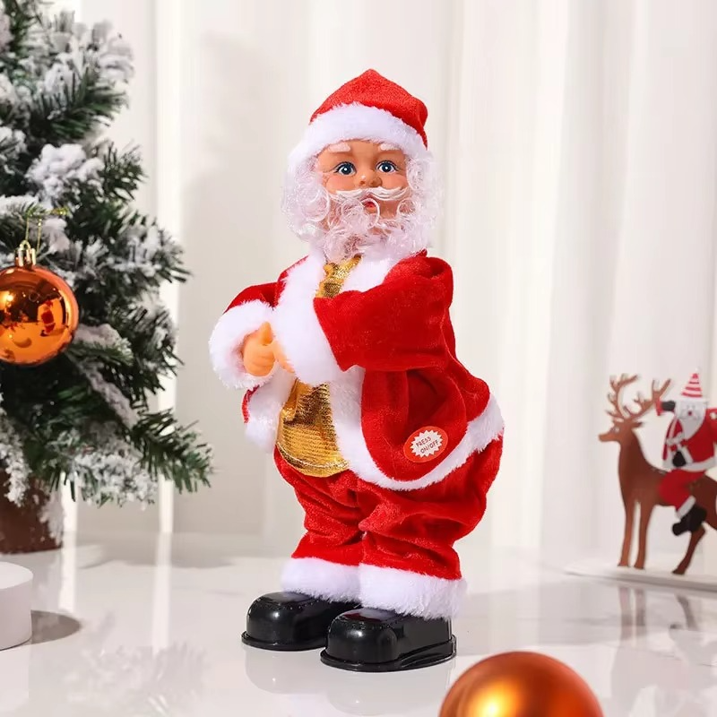 Hip Dance Santa Doll with Musical Guitar Christmas Ornament Kids Gift for Holiday Party Decor